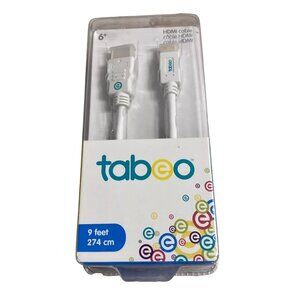 WHITE TABEO TOYSRUS 9' FOOT HDMI CABLE HDTV BLU RAY GAME CONSOLES “BRAND NEW”